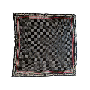 Women's 100% Pure Silk Polka Dot Buckle Print Scarf Black White Red Vintage